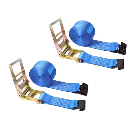 Tie 4 Safe Heavy Duty 3" x 30' Ratchet Tie Down Strap Flat Hook for Farm Trailer Truck Blue, 2PK RT20R-1530-M12N-BU-2